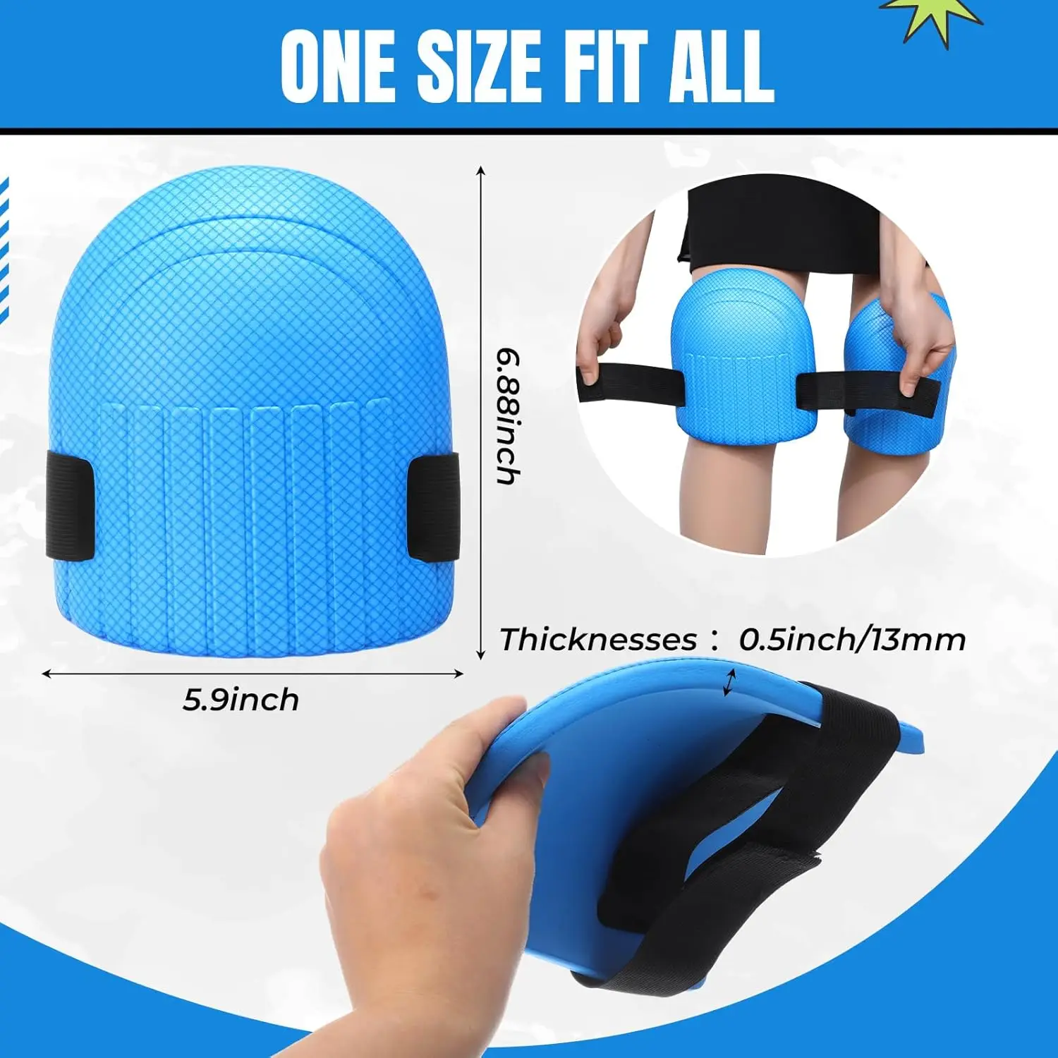 Work Lightweight Waterproof Foam Knee Pads Easy Fit Knee Pads for Gardening with Adjustable Hook'n'Loop Straps