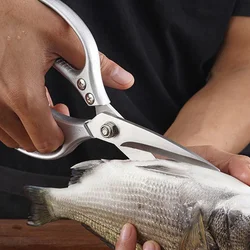 1pc Premium Stainless Steel Kitchen Scissors with Ergonomic Handle - Ideal for Cutting Meat, Poultry, Vegetables and More