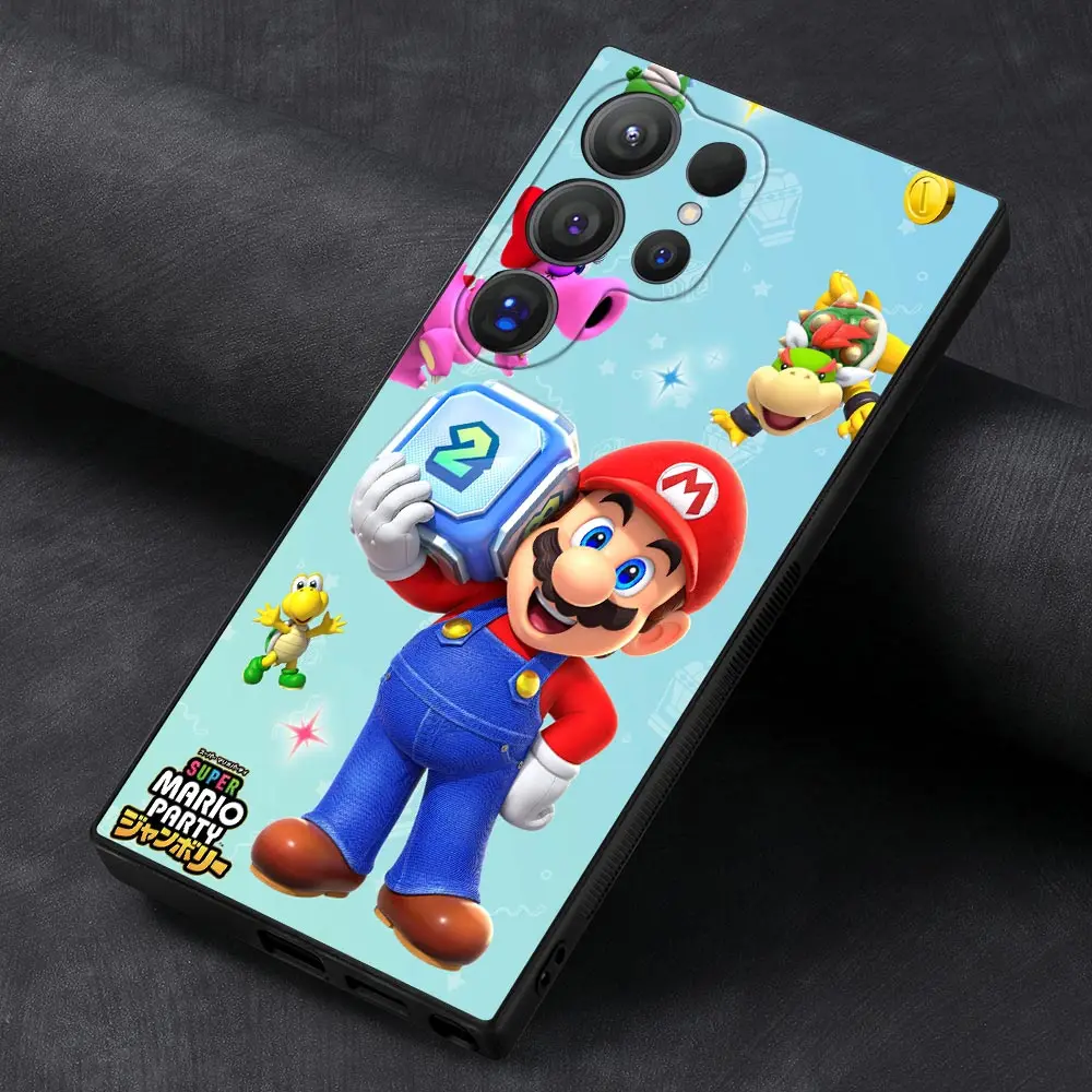 Cartoon Super M-Mario Bros Phone Case For Samsung Galaxy S25 S24 Ultra S23 S22 S21 S20 Plus Fe S10 S9 S25 S24 Ultra Black Cover