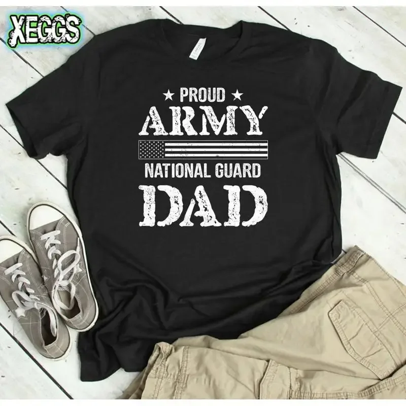 Proud Army National Guard Dad Fourth of July 4th Fathers Day Rustic Flag Military s Shir T shirt