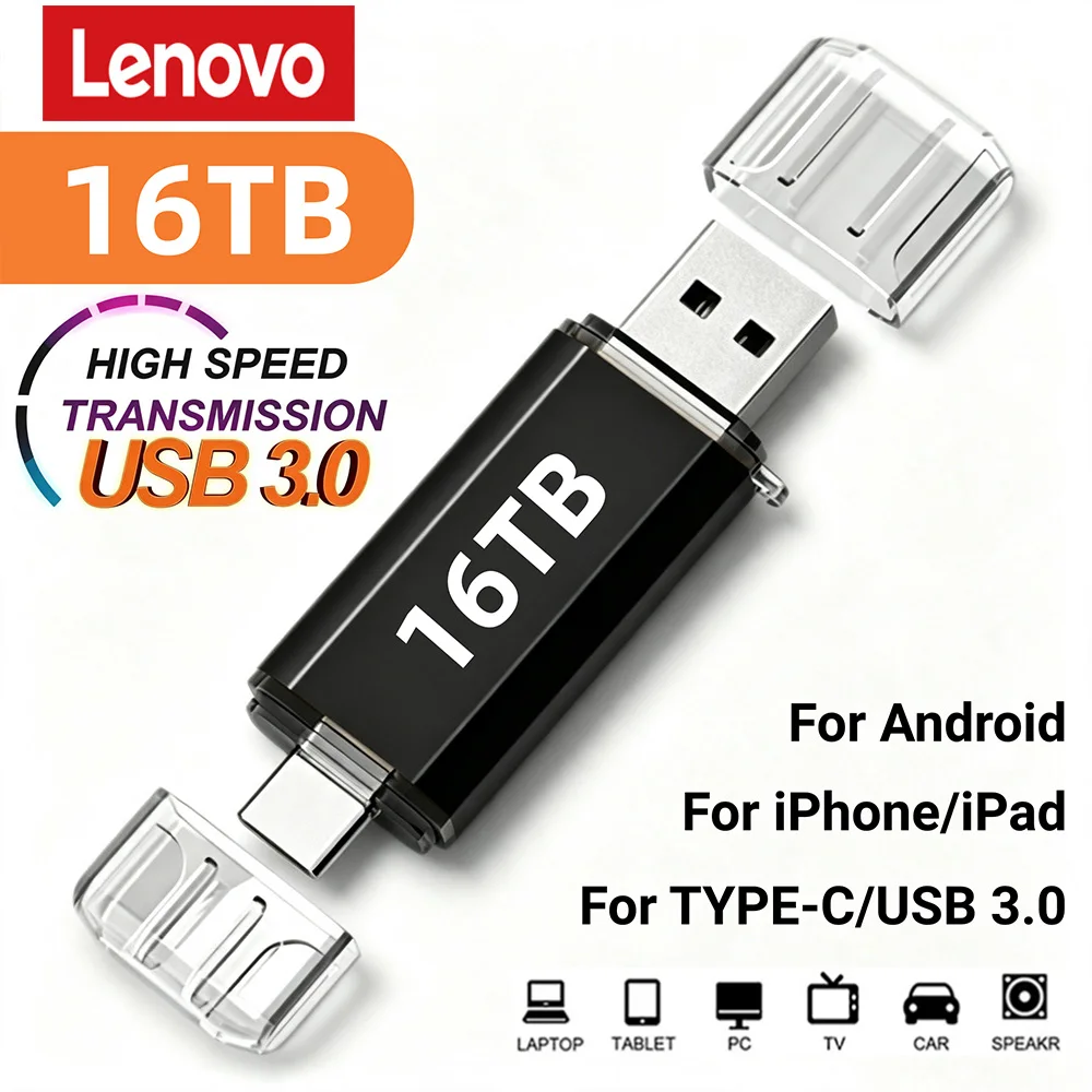 Lenovo 16TB 2-in-1 OTG USB-Stick 3.0 Typ C 8TB 2TB Pendrive für iPhone Huawei Xiaomi Android Laptop Speicherstick – Detail 1