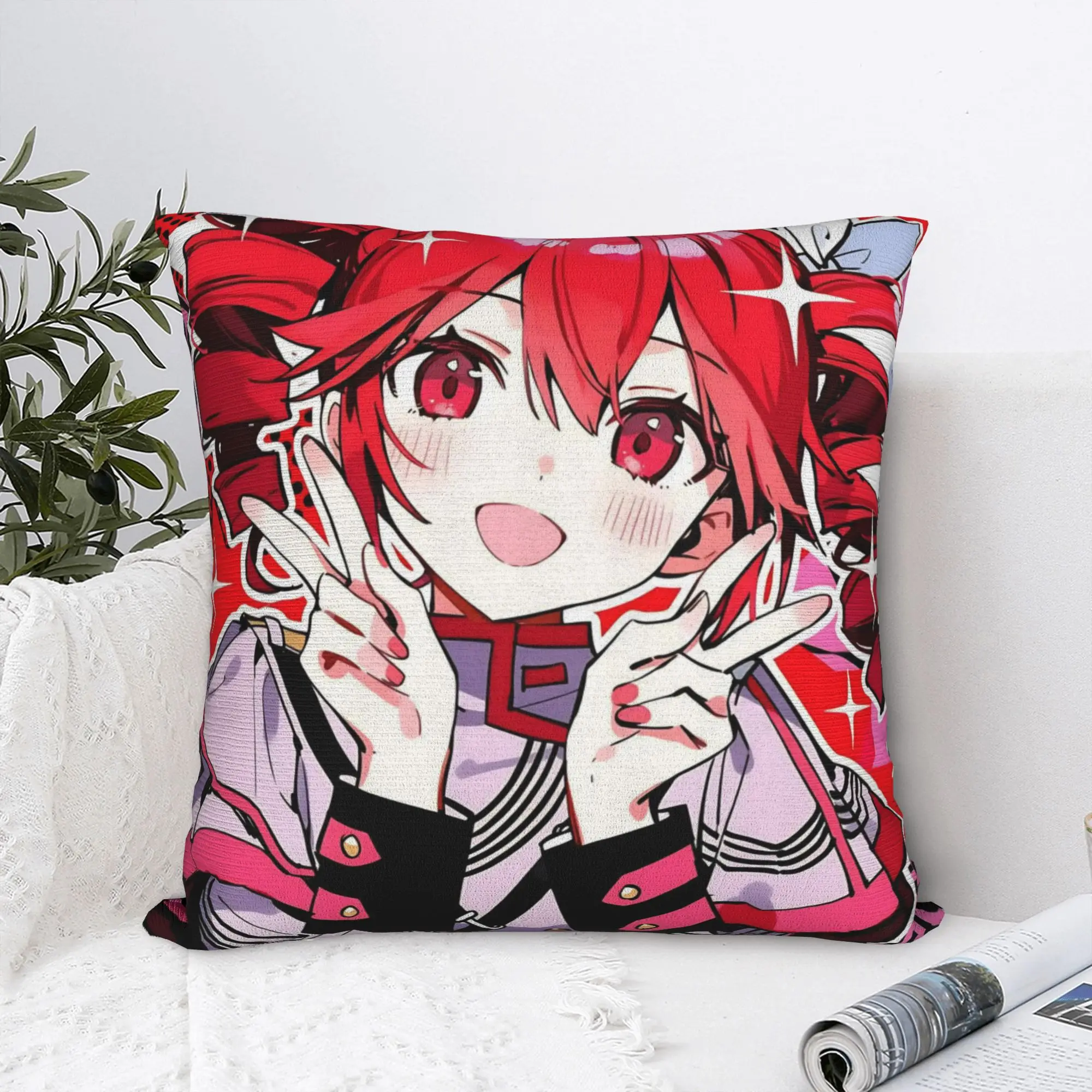 Kasanes Virtual Singer Tetoes Pillowcase Printed Fabric Cushion Cover Decor Cartoon Cute Throw Pillow Case Cover Home Square