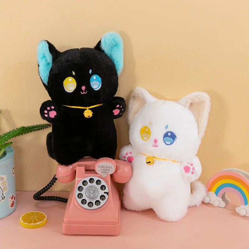 

25cm Black and White Cat Plush Toy Grab Stuffed Animal Patung Dolls Children's Toys Gifts Gift Toys for Kids Girl