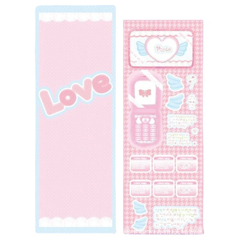 Pink cute soda text dialog phone sticker lace photo frame decorative sticker