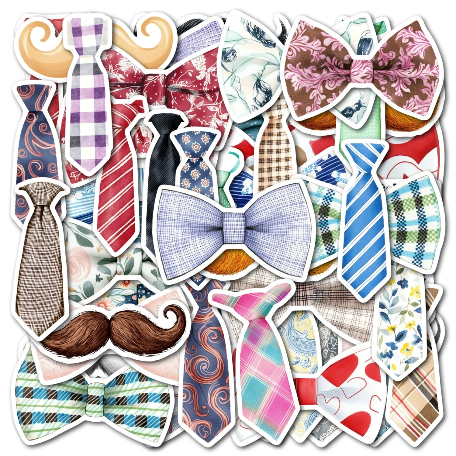 50 Pcs Cartoon Bow Tie Graffiti Stickers Waterproof Vinyl Decals for Phone Jewelry Box Journal Laptop Gift