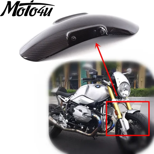 100% 실제 탄소 섬유 오토바이 앞 타이어 펜더 머드 가드 페어링 3K 능 직물 광택 BMW R NineT 2014 2015 2016 2017