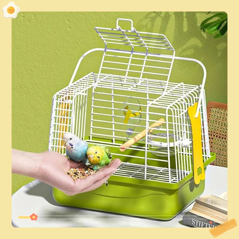 

1 Piece Portable Bird Cage with Standing Pole Food Cup S/L Bird Carrying Supplies Bird Transport Cage Parrot Outdoor Travel Cage