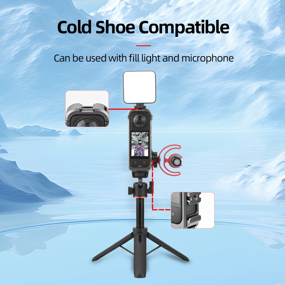 Insta360 X4 용 금속 프레임 보호 확장 토끼 케이지 브래킷, 카메라용 콜드 슈, 수평 및 수직 촬영 액세서리