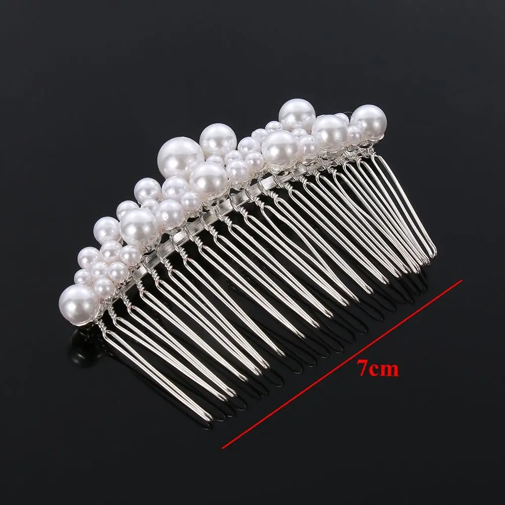 Women Pearl Hair Combs Wedding Hair Accessories Hair Pin Rhinestone Tiara Bridal Clips Bride Hair Jewelry