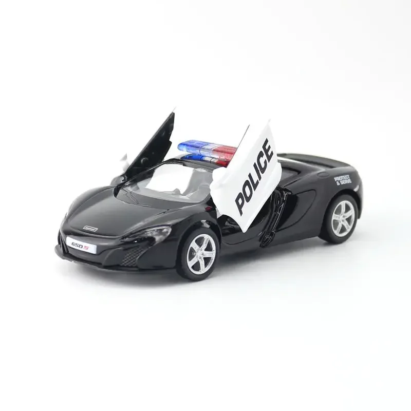 1:36 McLaren 650S Police Car Car Model Replica Scale Metal Miniature Art Vehicle Interior Decor Diecast Xmas Gift Kid Boy Toy X9