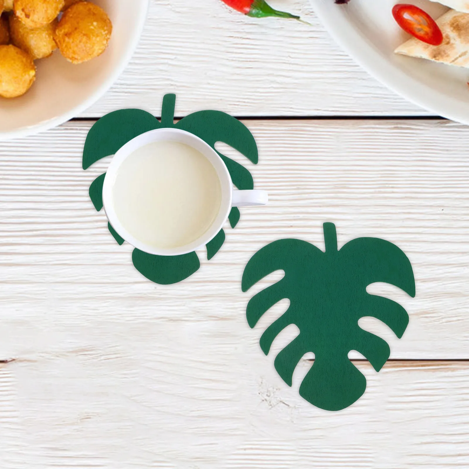 

4Pcs Wooden Anti-Skid Cup Mats Leaf Shaped Coasters Heat Insulation Pads Protective Drink Coasters Wood Coaster