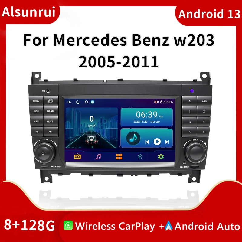 

8 Core Android 13 2 Din Car Radio For W203 Mercedes Benz Vito W639 W168 Vaneo Clk W209 W210 M/ML Multimedia Audio GPS Navigation