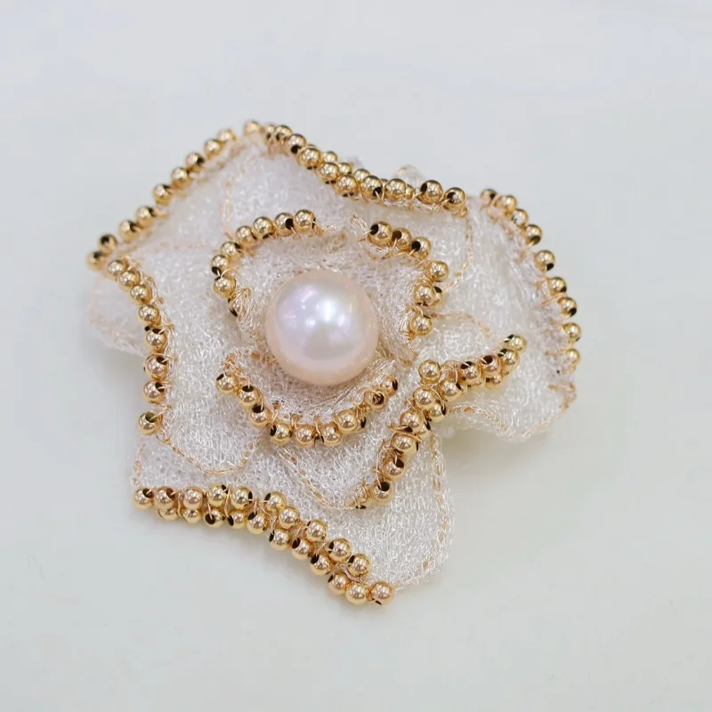 

SGARIT дизайн в форме цветка DIY 14 К позолоченная брошь натуральный жемчуг Эдисона булавки для лацканов для женщин ювелирные изделия подарок