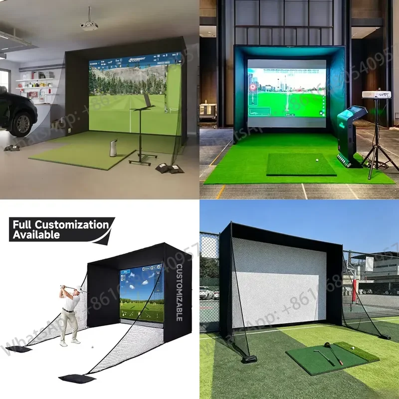 Home Golf Simulator Tent with HD Impact Screen Aluminum Alloy Frame Custom Size Logo Golf Simulator Enclosure
