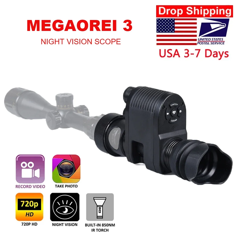 

Megaorei 3 Night Vision Optical Sight Camera For Outdoor Hunting Rifle Telescope 1080P HD Video Photo Recording Infrared Camera