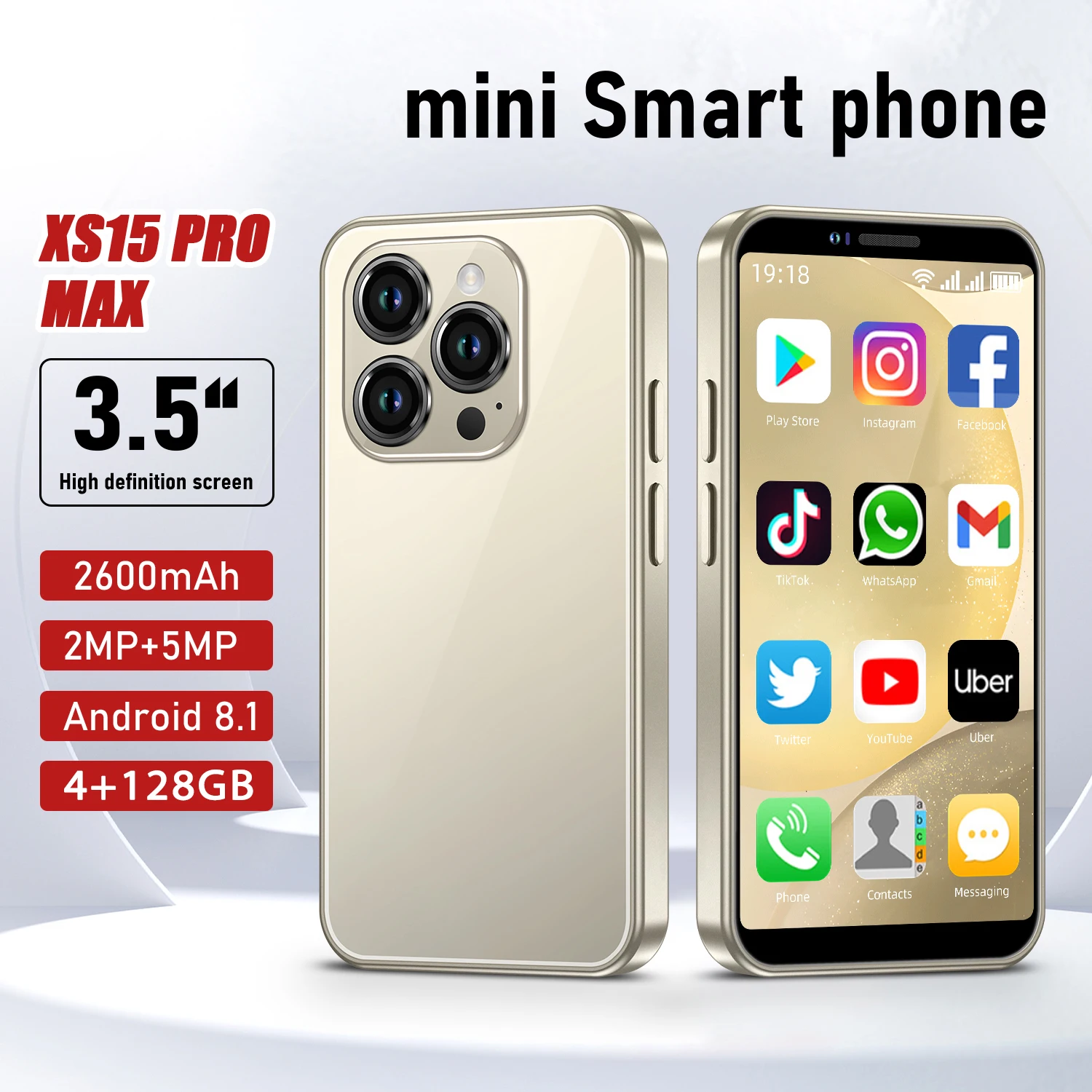 Новинка 2024, компактный смартфон XS15 PRO 3,5 дюйма с двумя SIM-картами, 4G, WCDMA, Android 8,1, 4 Гб + 128 ГБ, GPS, Wi-Fi, портативный мини-смартфон, низкая цена