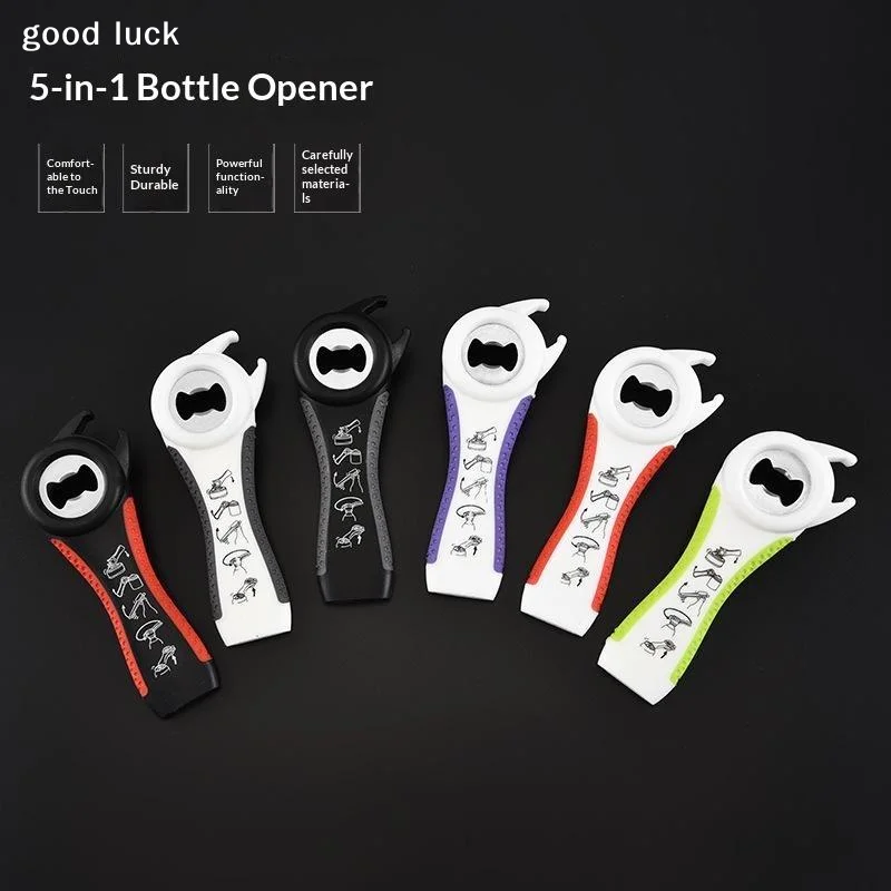 5 In 1 Multi Function Bottle Opener Stainless Steel Can Jar Beer Opener Good Kitchen Tools For Home Bar Restaurant Daily Use