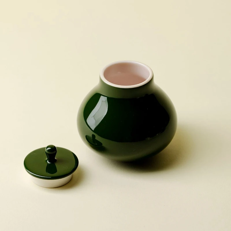 Feuille de bambou vert Mini théière en céramique Jingdezhen minerai brut glaçure petit thé scellé thé simple Pot pots et couvercles en verre