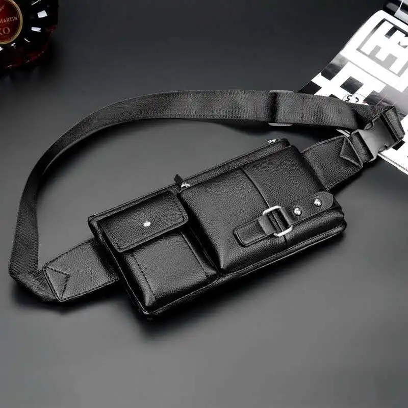 Men'S Waist Pack Fanny Male Designer Genuine Leather Waist Bag Purse Waterproof Pu Tactical Man Belt Pouch Handbag Discount