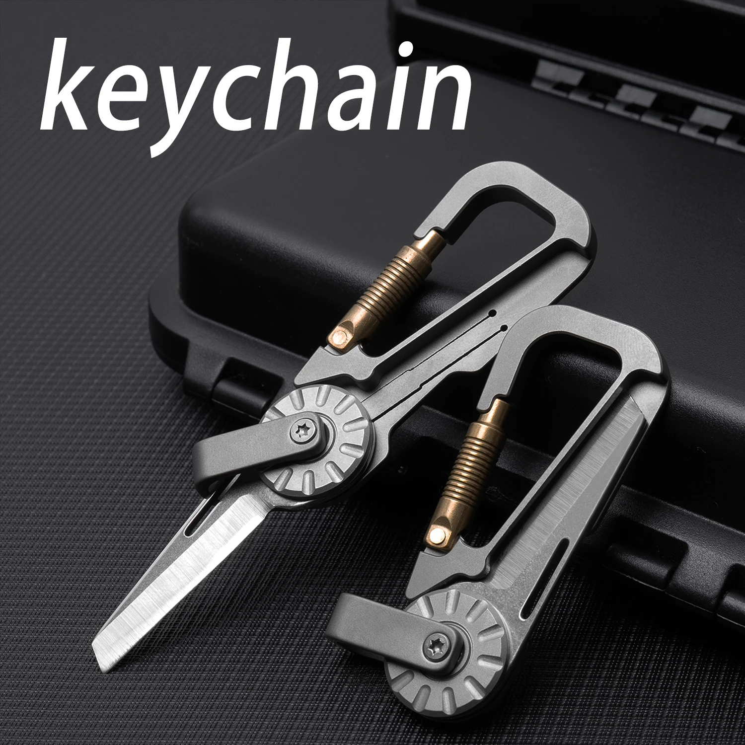 

Foldable Titanium Alloy Key Chain With Hidden Cutting Function Small Scale Outdoor EDC Tools Can Be Hung Up At Will