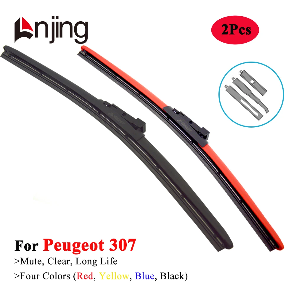 

LNJING Colorful Windshield Wiper Blade For Peugeot 307 Break SW CC 3A 3B 3E 3H 2000 2005 2008 2010 2011 2012 2013 2014 2015 2016