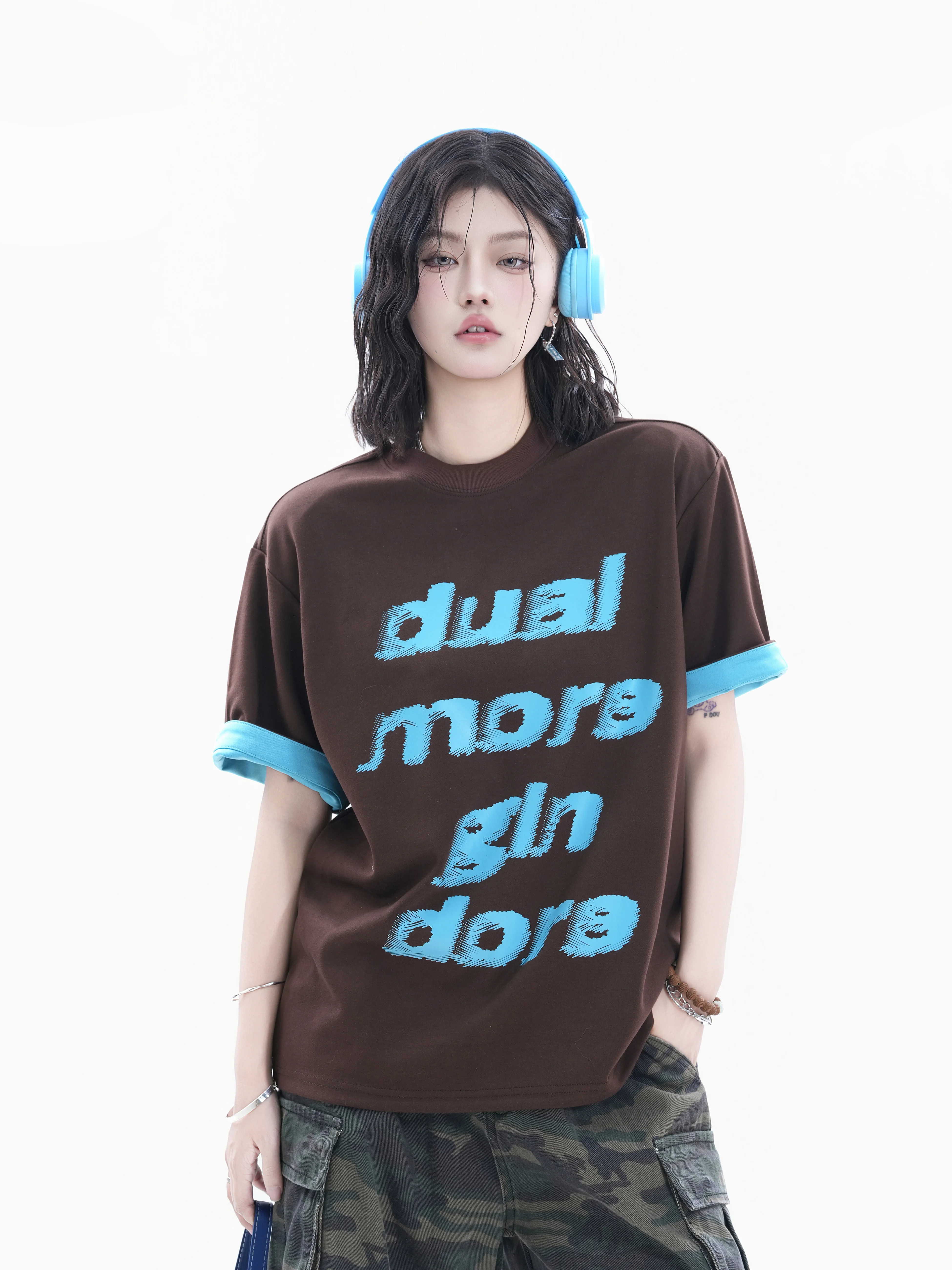 

Retro American Letter Print Short Sleeve T-Shirt Women Streetwear Versatile Loose Couple Top Cotton Casual Fashion