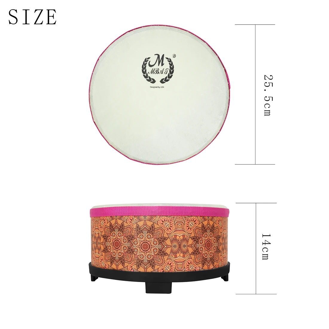 10 Inch Blue/Orange Alto Drum Floor with​ Drumstick Portable Alto Drum Ground Drum Orff Instrument Performance Drum