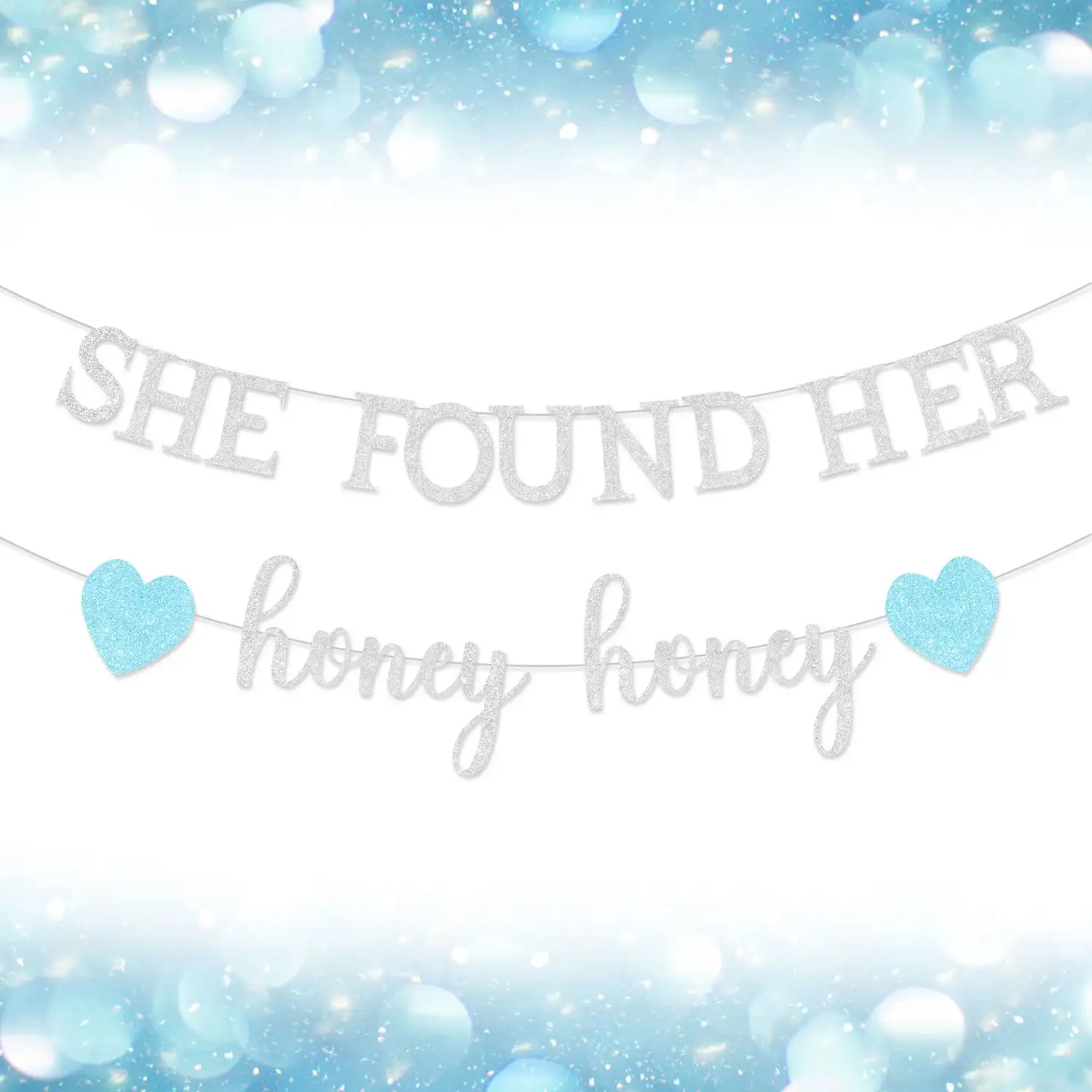 

FUNMEMOIR Blue Silver Single Women's Wedding, Bride Shower, SHE FOUND HER HONEY Banner Party Decoration Supplies