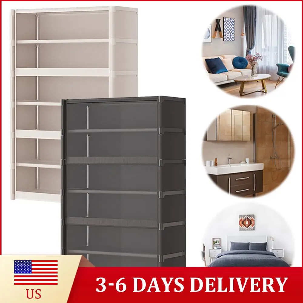 

7 Tiers Storage Containers Bin with Clear Flip Door Storage Organizer Shoe Storage Shelf Cabinet for Bags Books Clothes