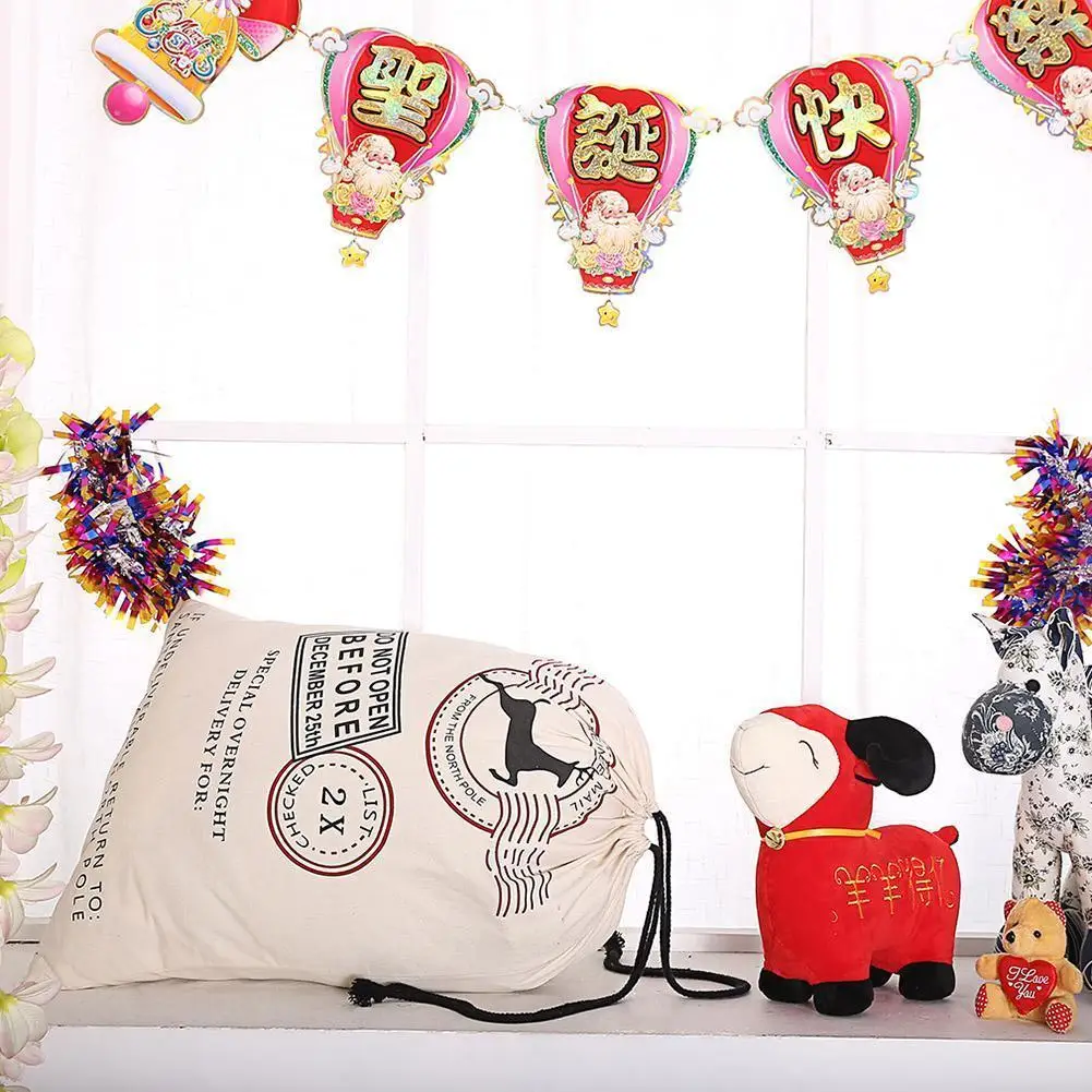 

Large Santa Gift Bags Christmas Fabric Drawstring Pouches for Holiday Party Favors Kids Stocking Stuffers Home Fireplace