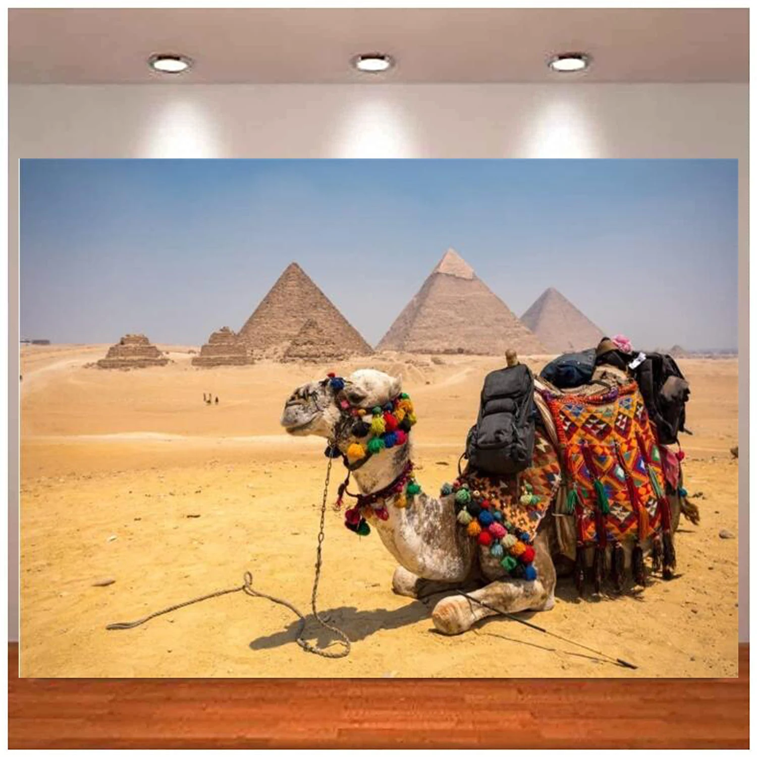 

Egyptian Pyramids Photography Backdrop Desert Background Anicent Architecture Camel with Luggage Nature Scenery Kids Portrait