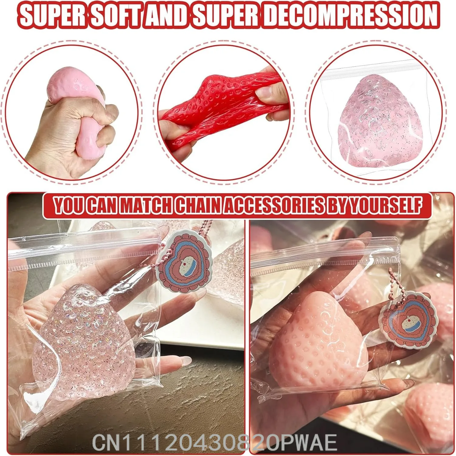 

Taba Squishies Strawberry Fruit Squeeze Toys Kawaii Sticky Stress Fidget Toy Gift Perfect Desk Accessory for Kids Adults