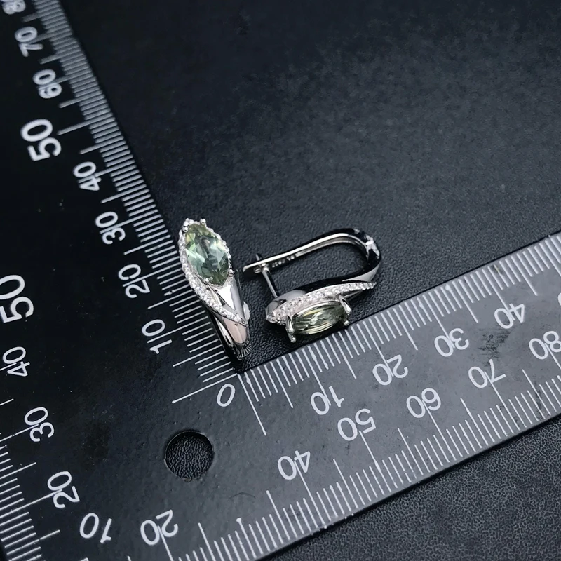 Green Amethyst Earrings Sterling 925 Silver Smoky Quartz Gemstone MQ5*10mm for Women Birthday Party Engagement Jewelry Gift