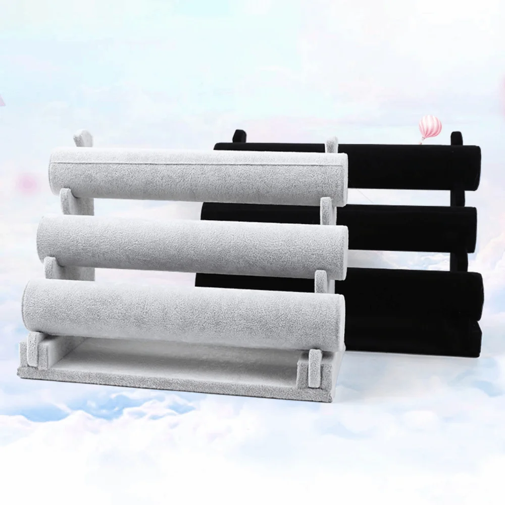 

3-слойный бархатный держатель для ювелирных изделий в стиле ретро, компактный браслет-цепочка для часов, Т-образная стойка, большая вместимость, многофункциональный органайзер для ювелирных изделий