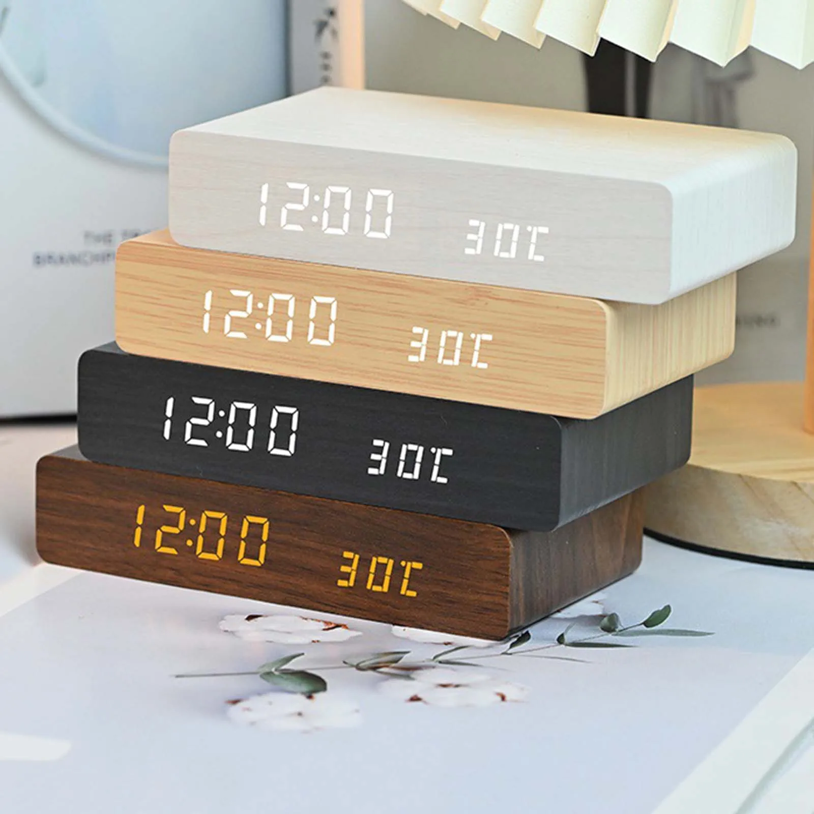 Alarm Clock with Wireless Charging Time Temperature Date LED Display for Bar Home Decoration Table Bedside Apartment Gift