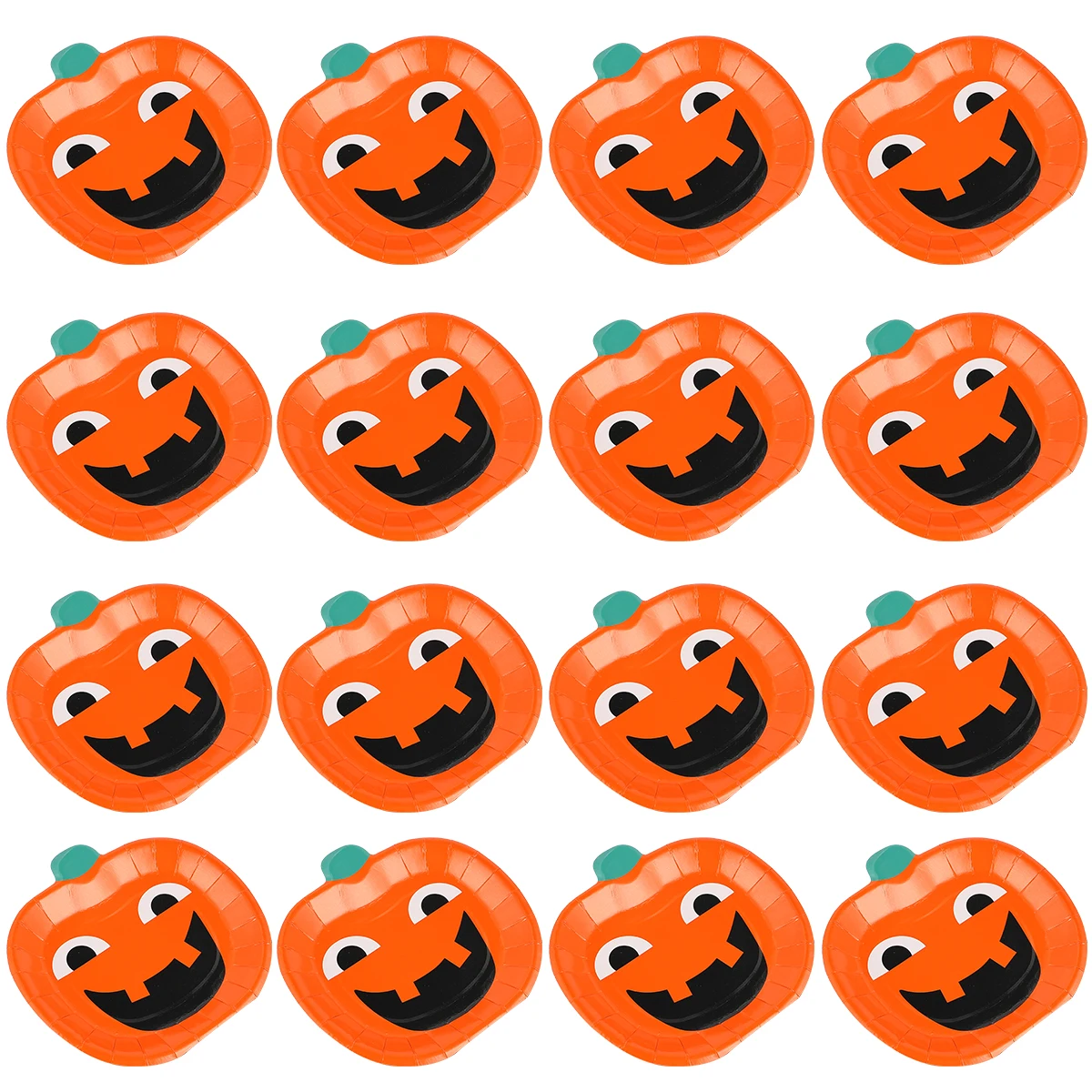 

16 Pcs Pumpkin Dish Plates Halloween Dessert Cardboard Paper Tableware Round Creative