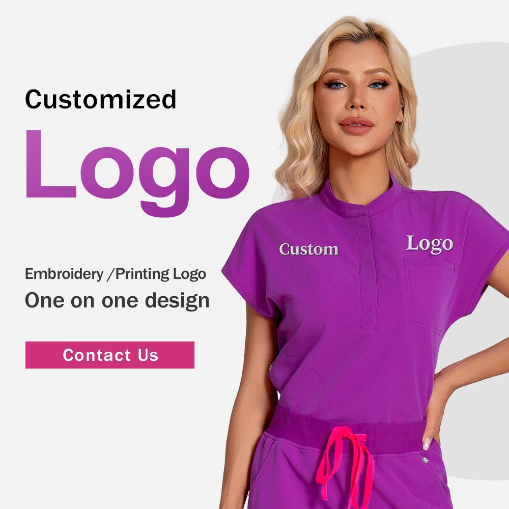 Custom Logo Women Nurse Uniform Top Exquisite Embroidered Logo or Name