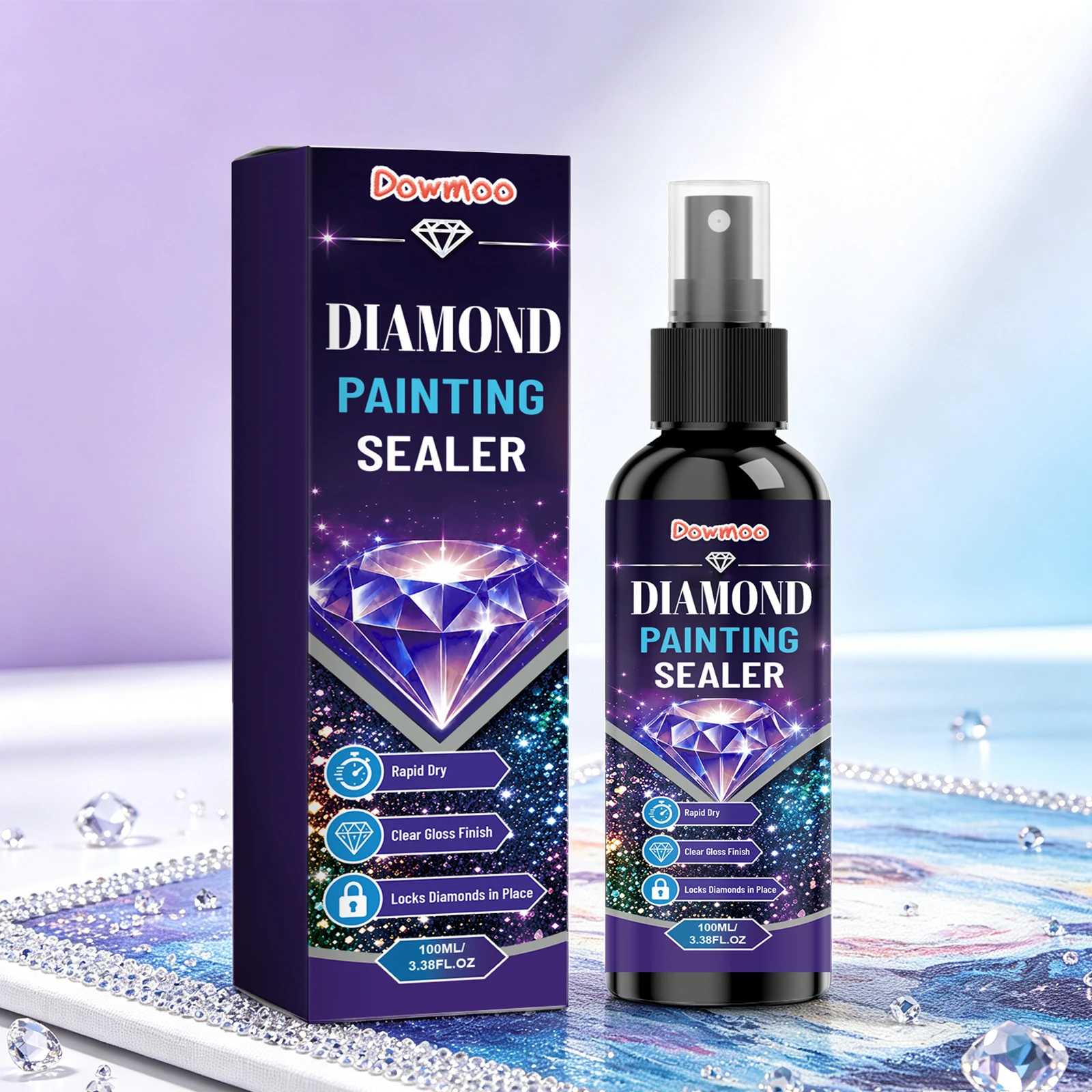 Diamond Painting Sealer Fast‑drying Clear Gloss Finish Lock Rhinestones Diamond Add Shine Spray for DIY Diamond Painting Artwork