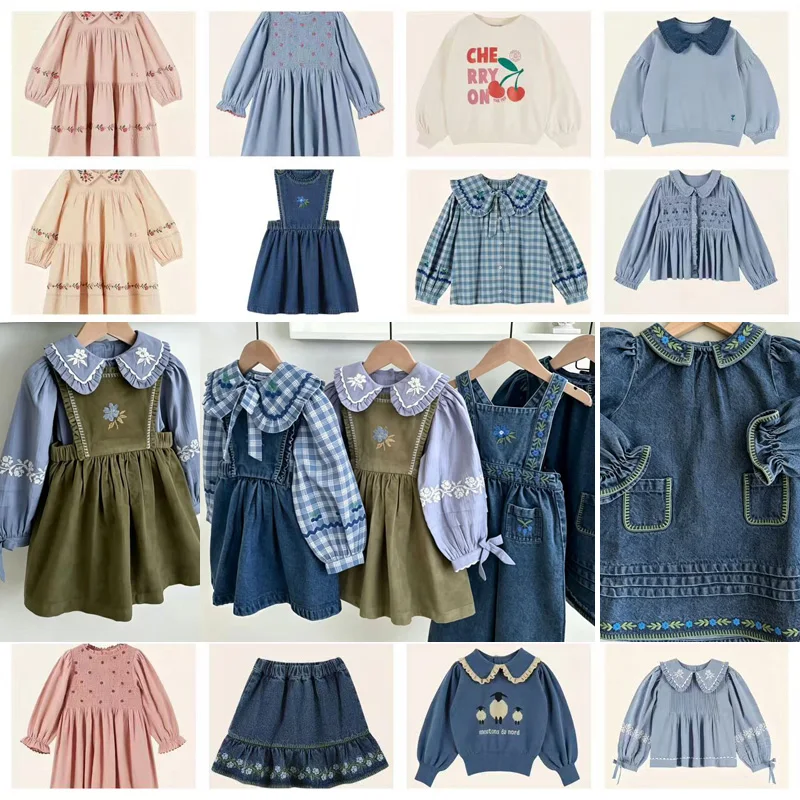 Pre-sale 2026 Autumn EM Baby Girls Dress kid fashion sets boys pant children clothing winter girls party dresses