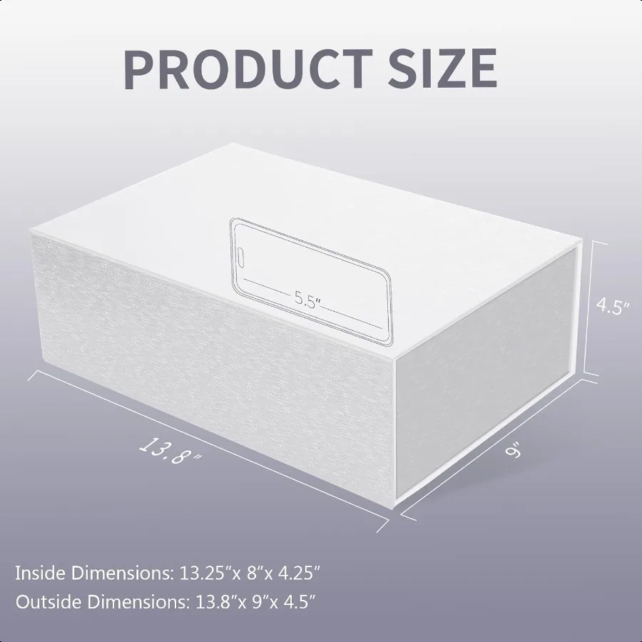 Caja de regalo blanca grande, cajas de regalo de 13,75x9x4,5 con tapas magnéticas para regalos, embalaje de regalo con cierre para cumpleaños, Navidad, Halloween
