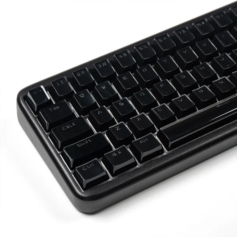 Crystal Jelly Keycap,Black OEM Contour Keycap,134 Key Shine Keyboard Cover Set,Translucent Keycaps Suitable for 61/68/84/87/98/1