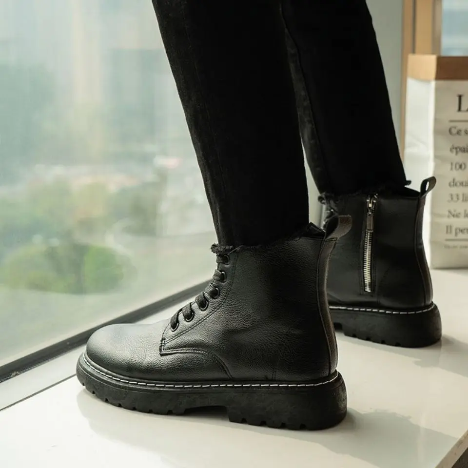 British Style Men Boots High Top Fashion Casual Shoes Spring Autumn Trendy Lace Up Ankle Boots