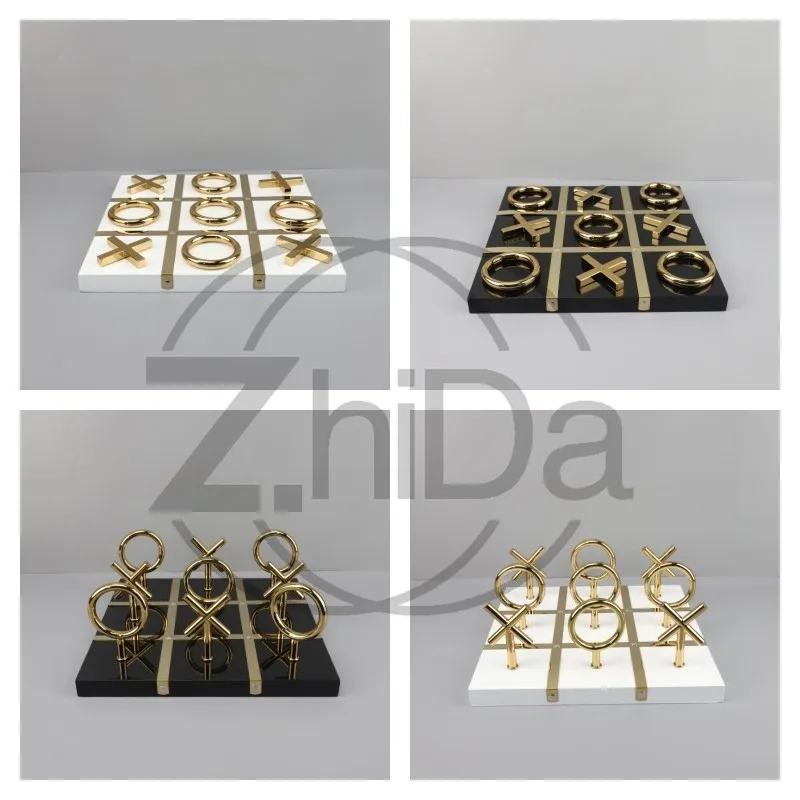 Minimalist XO Cross 9‑Grid Chessboard Figurine Modern Tabletop Ornament Home Hotel Room Decor Craft