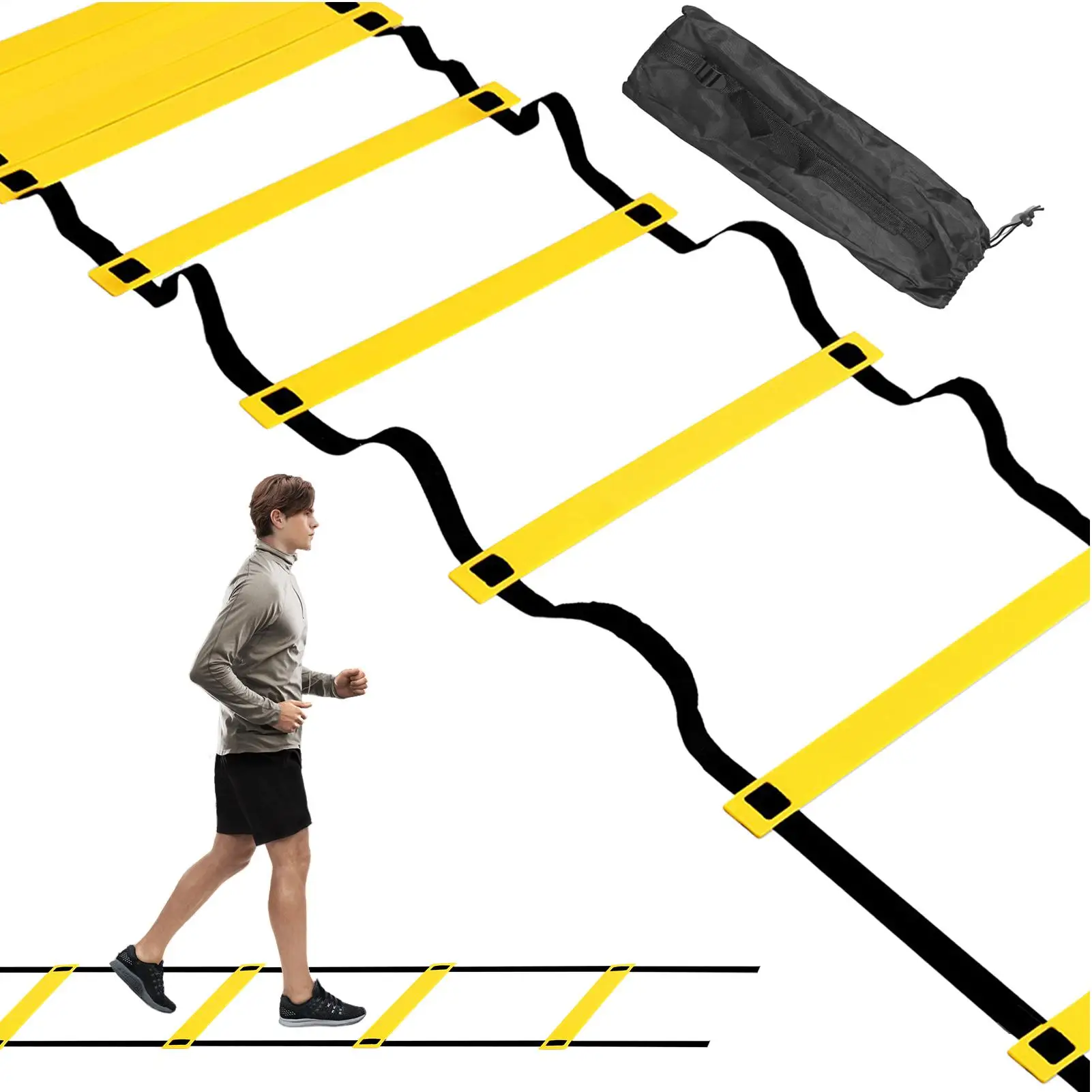 アジリティラダー ナイロンストラップ 軽量 スピードトレーニング スポーツ 柔軟性 アジリティ フットボールトレーニング エナジーラダー 器具