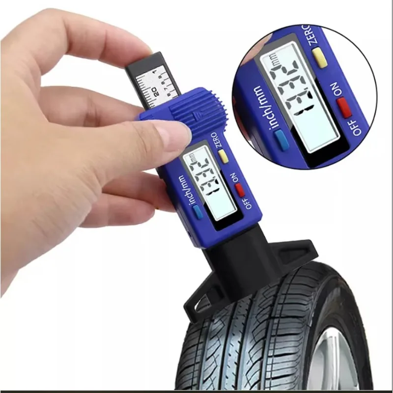 Digital Car Tyre Thickness Gauges Depth Meter For Safe Auto Tyre Tread Monitoring Tyre Wear Detection Measure Caliper Instrument