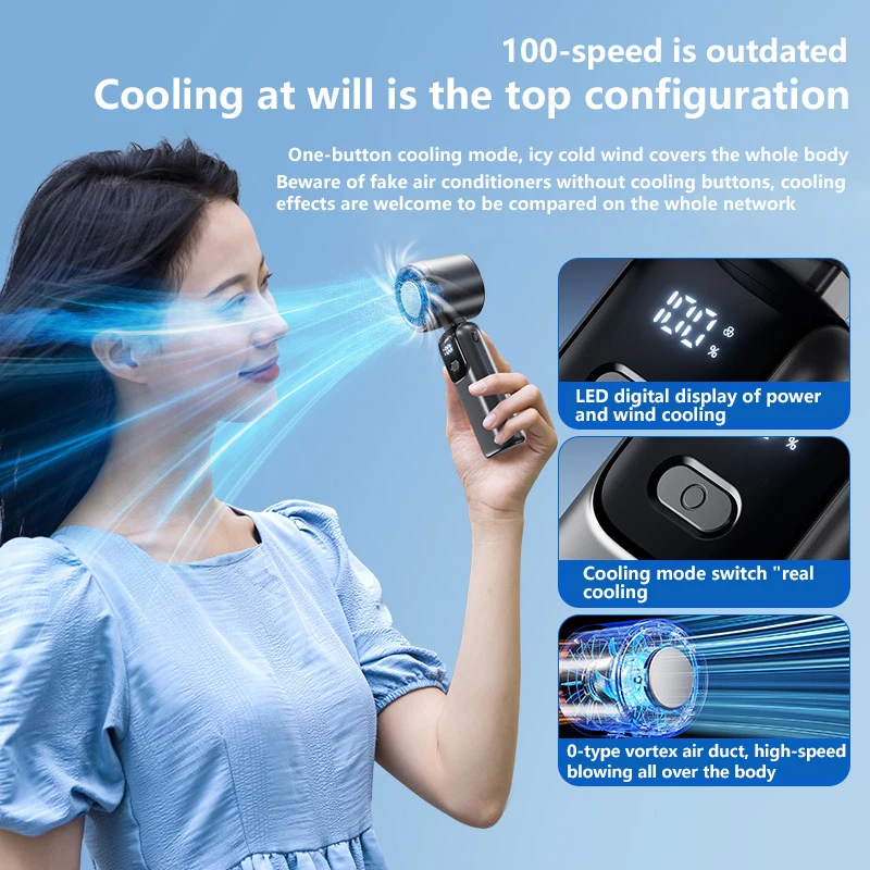 Xiaomi Refrigeration Handheld Electric Fan High-speed Violent Turbo Fan Folding Neck Hanging Ice Pack Small Fan Office Outdoor