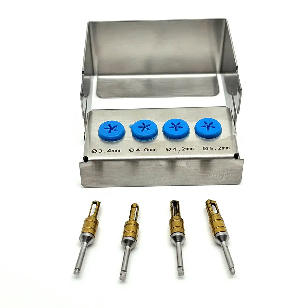 4Pcs/set Dental Bone Collector Self Grinding Bone Meal Drill for Dental Implant Stainless Steel Drill Kit Dental Tool