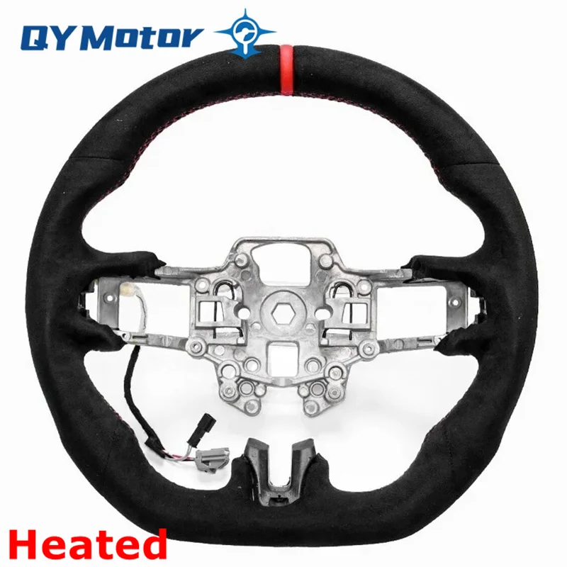 Heated Real Alcantara D-Type Steering Wheel Full Leather For FORD MUSTANG EcoBoost GT Shelby 2018 2019 2020 2021 2022 2023