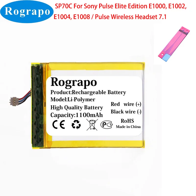 Nowa bateria 1100 mAh do konsoli do gier SP70C do Sony PSP E1000, PSP E1002 E1004 E1008, pulsacyjny bezprzewodowy zestaw słuchawkowy Pulse Wireless