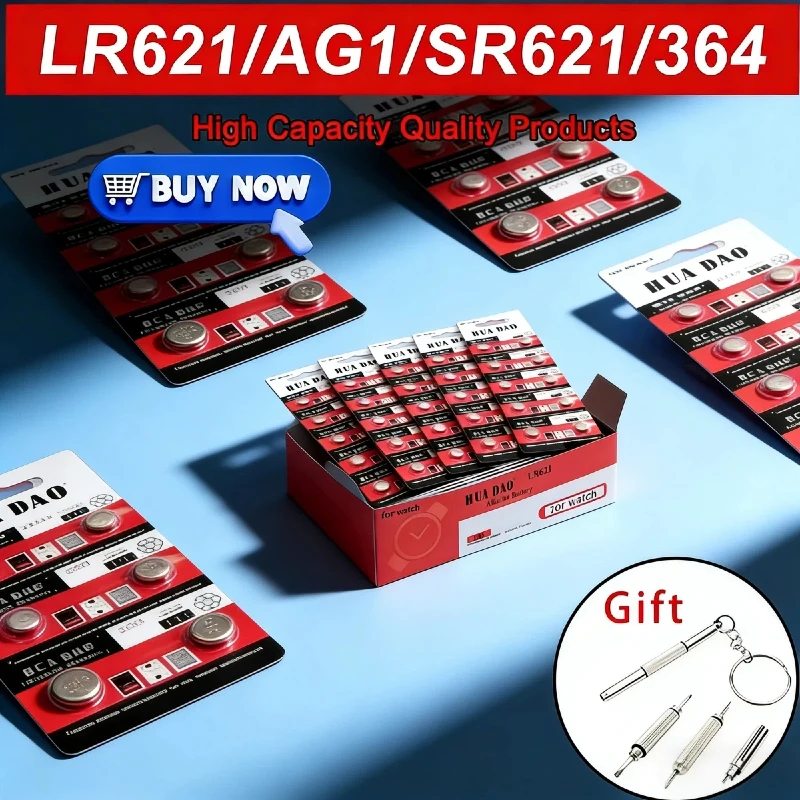 

AG1 SR621SW 1.5V Silver Alkaline Coin Button Cell Battery for Watches And Small Electronic Devices Pack of 2